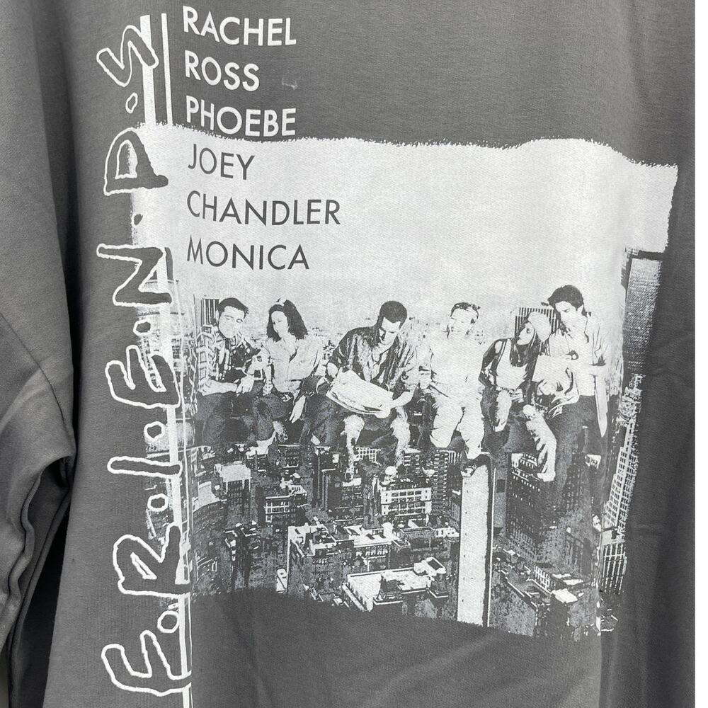 Friends Gray Print Long Oversized Crew Neck TShirt Tee Small NEW TV Show